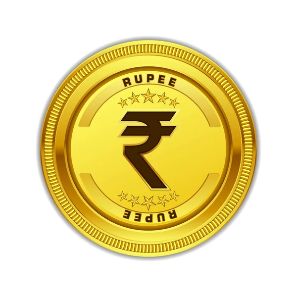 Rupia indiana Moeda sinal ouro moeda vetor ícone — Vetor de Stock