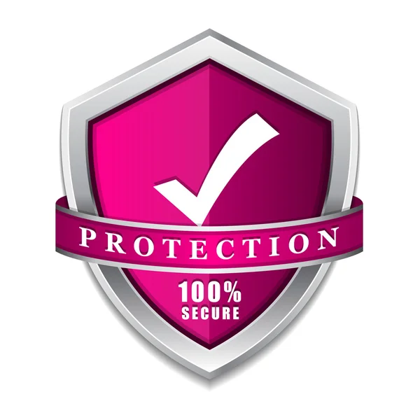 Protection Icône vectorielle 100 % sécurisée du bouclier rose — Image vectorielle