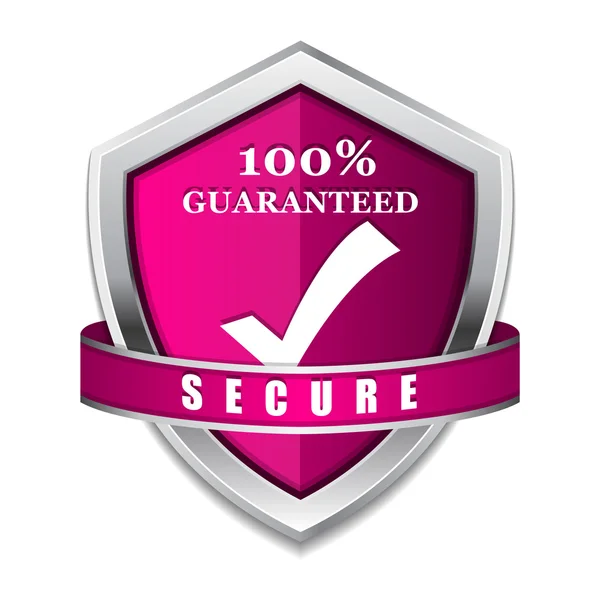 Ochrana 100 % bezpečné růžové štít vektorové ikony — Stockový vektor