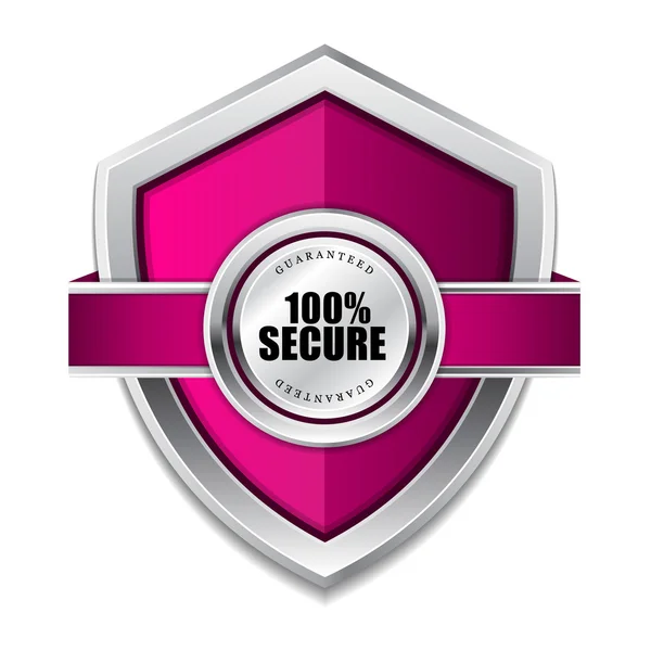 保護 100% 安全なピンク シールド ベクトル アイコン — ストックベクタ