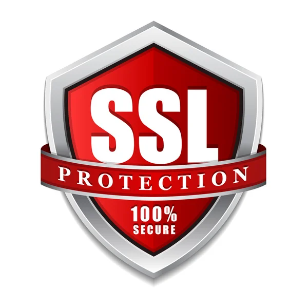 Protección SSL Secure Red Shield Vector Icono — Vector de stock