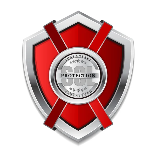 Protección SSL Secure Red Shield Vector Icono — Vector de stock