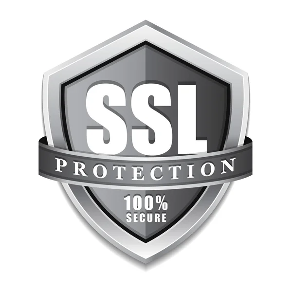 Ochrana SSL Secure stříbrný štít vektorové ikony — Stockový vektor
