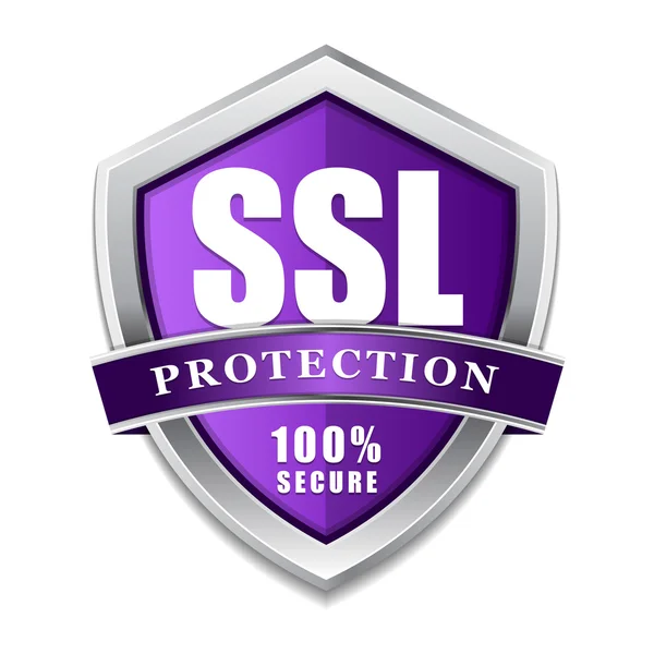Protección SSL Secure Violet Shield Vector Icon — Vector de stock