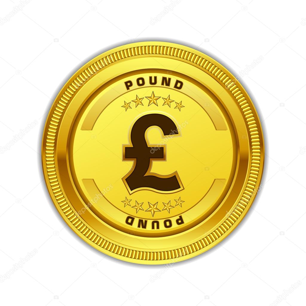 Pound Currency Sign Gold Coin Vector Icon