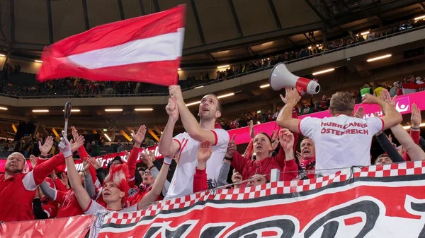 Oostenrijk VS. Zweeds voetbalspel — Stockfoto