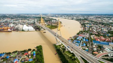 Bangkok şehrinin gökyüzü, Tayland manzarası 