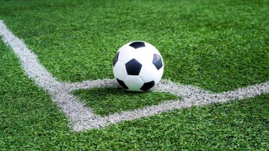 Köşe başında futbol topu ve futbol sahası, futbol sahası, arka plan dokusu