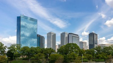 Osaka 'nın şehir manzarası Japonya' nın ufku, manzarası