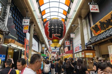 Osaka Japonya Turizm Bölgesi Eylül 2017, Dotonbori Osaka Japonya alışveriş caddesi