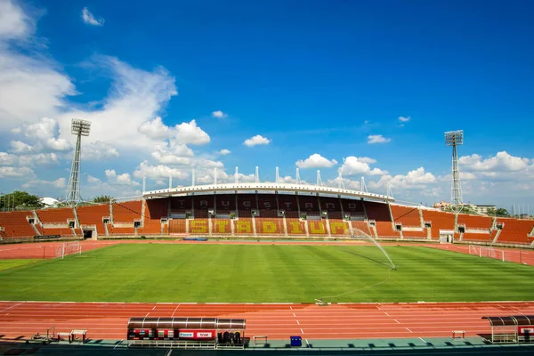 Campo Fútbol Campo Fútbol Hierba Verde Estadio Atlético Bangkok 2017 —  Fotos de Stock