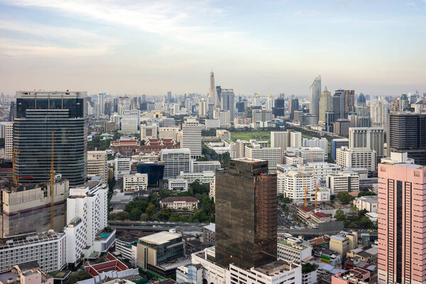 Bangkok City - Aerial view Bangkok city urban downtown skyline of Thailand , Cityscape Thailand