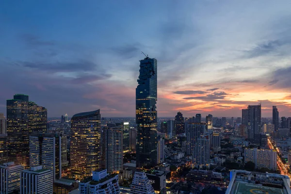Beautiful Sunset Metropolitan Bangkok City Downtown Cityscape Urban Skyline Thailand — Stock Photo, Image