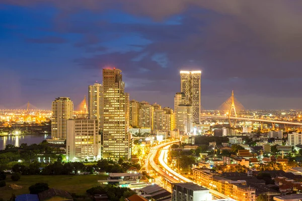 Bangkok Şehrinin Gece Manzarası Tayland Manzarası — Stok fotoğraf