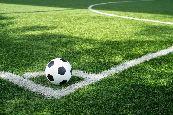 Soccer Football Corner Kick Line Ball Soccer Field Football Field — Stock Photo, Image