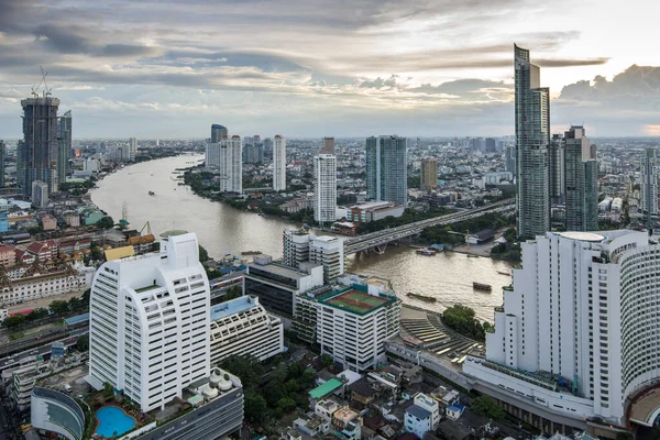Bangkok City Aerial View Chao Phraya River Bangkok City Urban — Stock Photo, Image