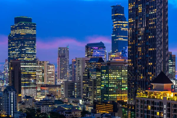 Night Metropolitan Bangkok City Downtown Cityscape Urban Skyline Thailand Cityscape — Stock Photo, Image