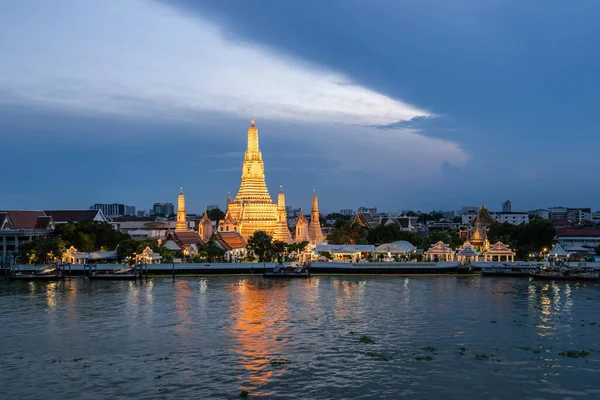 Beautiful Sunset Wat Arun Temple Chao Phraya River Landscape Bangkok — Stock Photo, Image