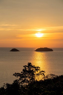 beautiful sunset sea view island seascape at Trad province Eastern of Thailand , Sea of Thailand landscape clipart