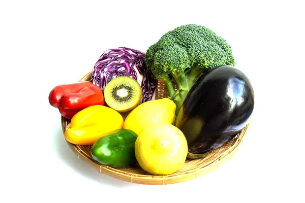 Mixed Vegetables Fruits Healthy Diet Food White Background — Stock Photo, Image