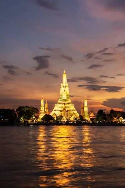 Güzel Gün Batımı Wat Arun Tapınağı Chao Reynaya Nehri Manzara — Stok fotoğraf