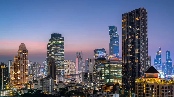 Bangkok City Vista Aérea Hermosa Puesta Sol Bangkok City Tower — Foto de Stock