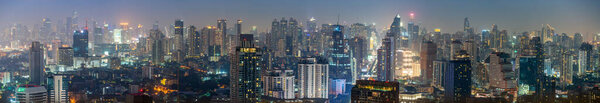 Night panorama of the Metropolis Bangkok City downtown cityscape urban skyline tower Thailand on 2018 - City scape Bangkok city panoramic Thailand