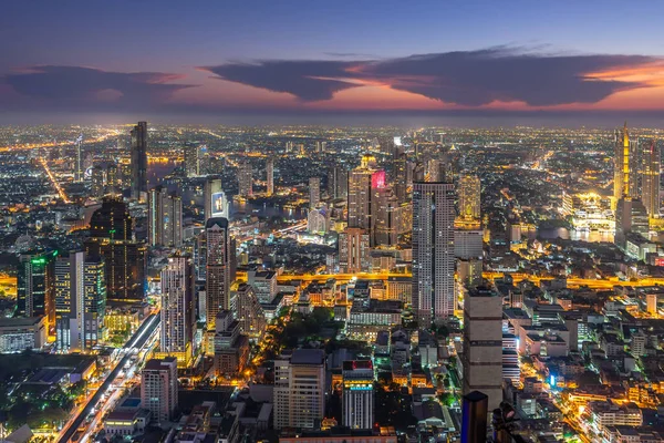 Night Metropolis Bangkok City Downtown Cityscape Urban Skyline Tower Thailand — Stock Photo, Image