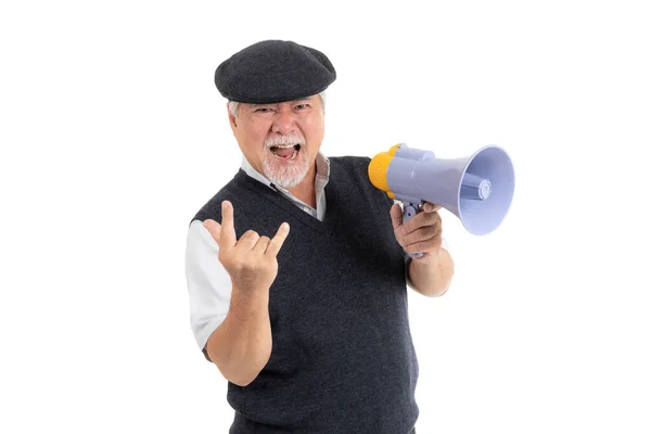 Film Director Shouting Megaphone White Background Film Director Movie Concept — Stock Photo, Image