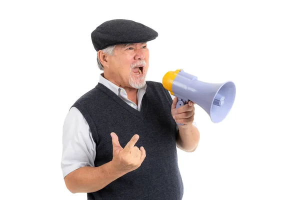 Film Director Shouting Megaphone White Background Film Director Movie Concept — Stock Photo, Image