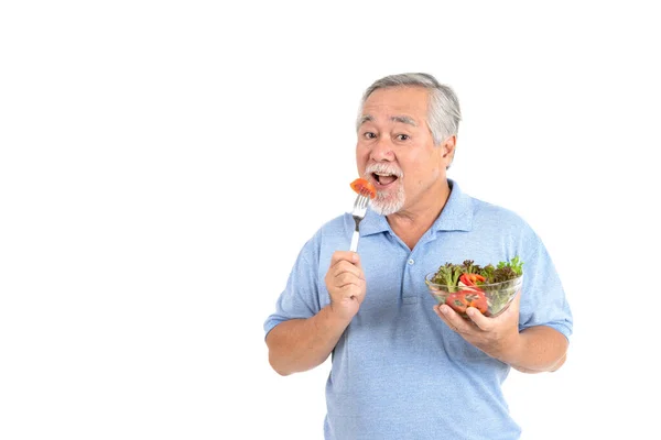 Lifestyle Senior Man Gelukkig Genieten Van Het Eten Van Dieet — Stockfoto