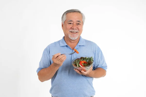 Lifestyle Senior Man Gelukkig Genieten Van Het Eten Van Dieet — Stockfoto