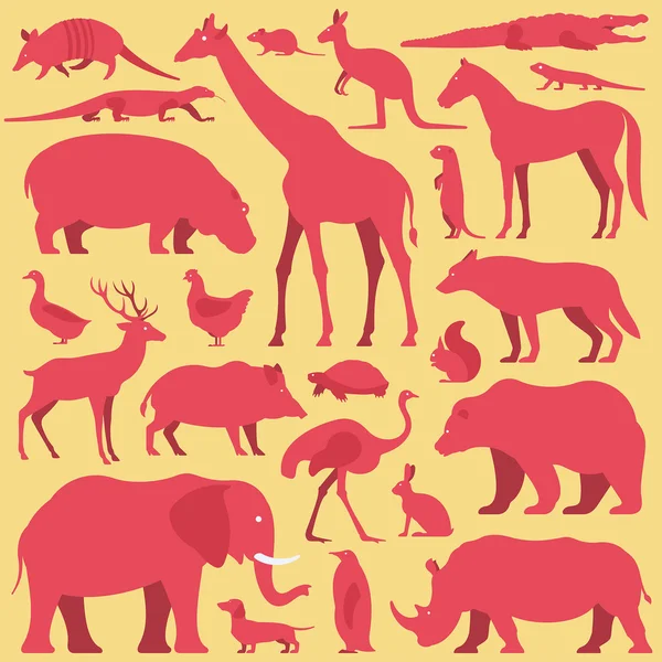 Animals silhouette set — Stock Vector