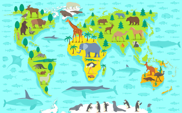 Смешная карта мира мультфильмов
