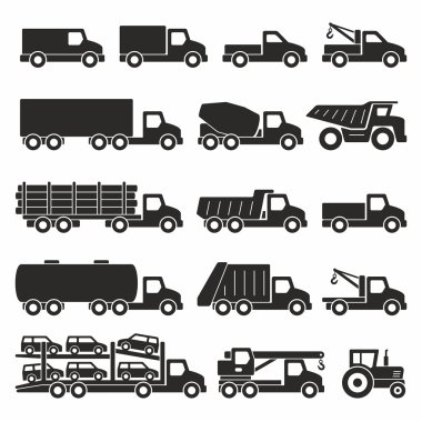 Trucks icons set clipart
