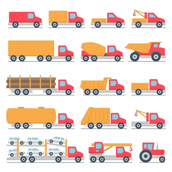 Vrachtwagens icons set — Stockvector