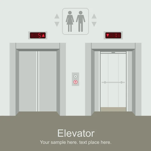 Ліфт відкриті і закриті двері — стоковий вектор
