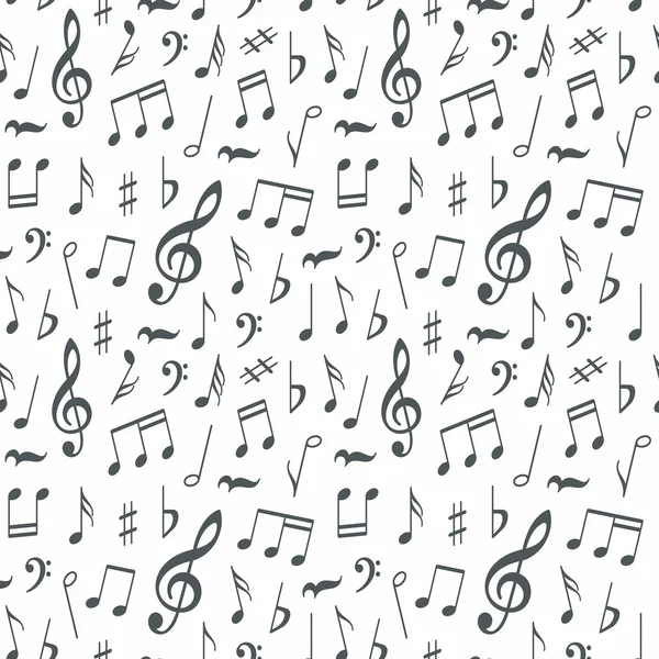 Notes musicales fond de motif sans couture — Image vectorielle