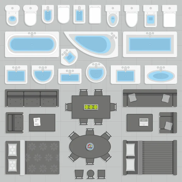 Furniture top view — Stock Vector