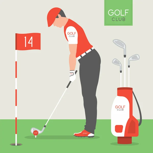 Homme jouant au golf — Image vectorielle