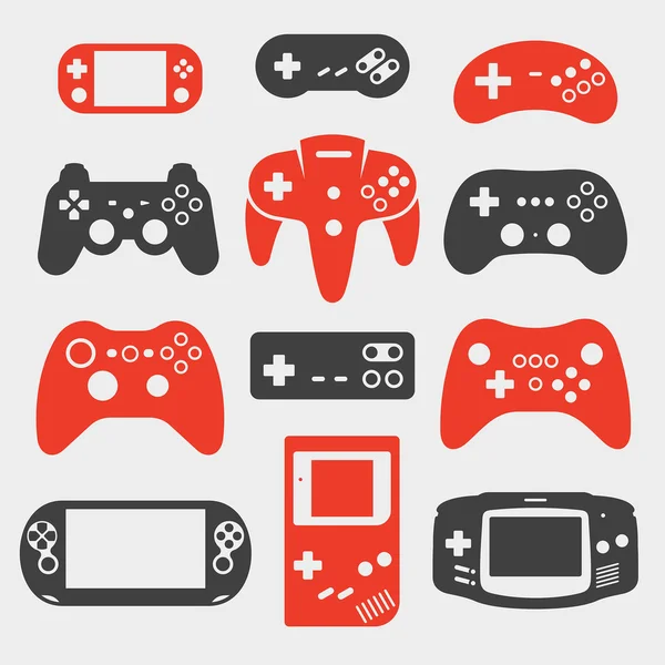 Gamepad silhouet pictogramserie — Stockvector