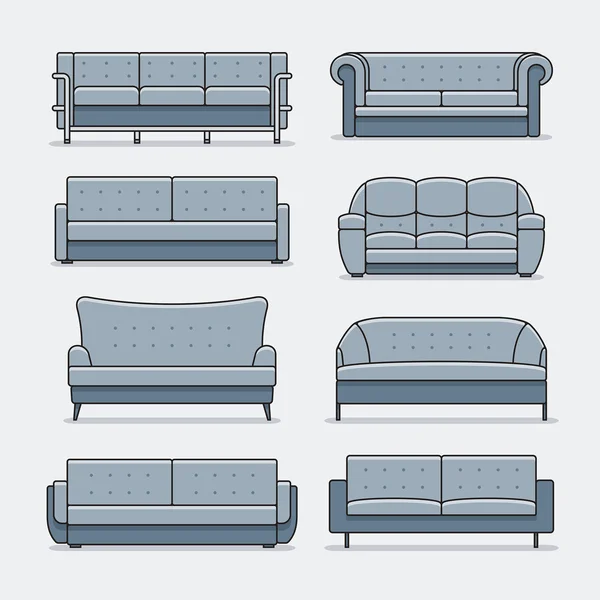 Ensemble d'icônes de canapé — Image vectorielle