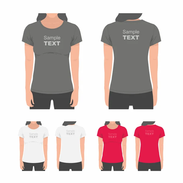 女性の t シャツのデザイン テンプレート — ストックベクタ