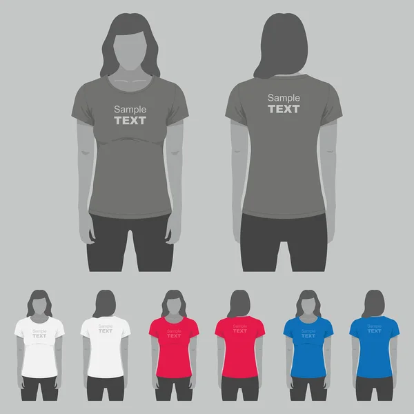 여성 t-셔츠 디자인 서식 파일 — 스톡 벡터