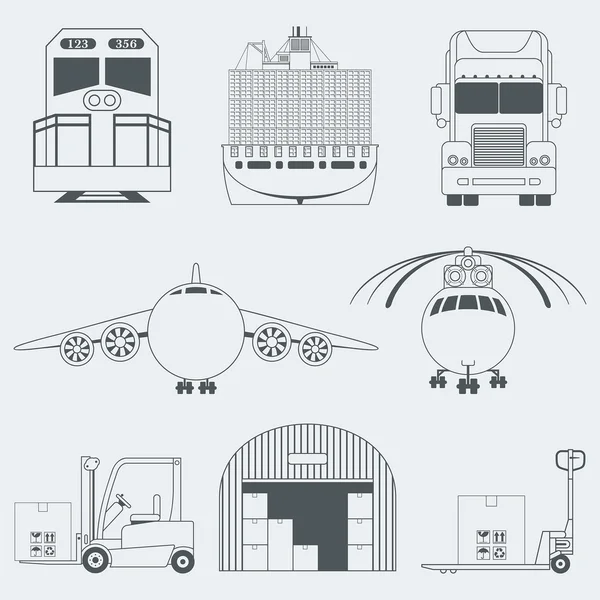 Ícones de transporte e logística — Vetor de Stock