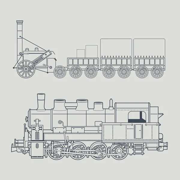 Vieux train style plat — Image vectorielle
