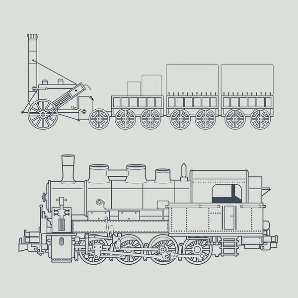 Velho trem estilo plano — Vetor de Stock