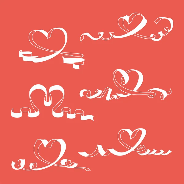 Heart ribbon set — Stock Vector