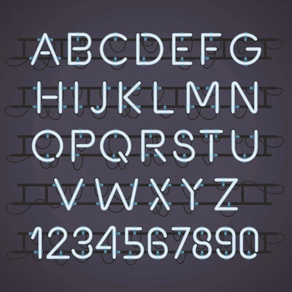 Polices vectorielles Alphabet Lumière au néon — Image vectorielle