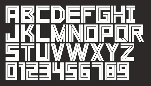 Lineair Lettertype Minimalistisch Alfabet Met Dunne Lijnen Vlakke Stijl — Stockvector